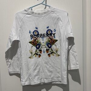 Burberry Kids White Floral Long Sleeve Tee